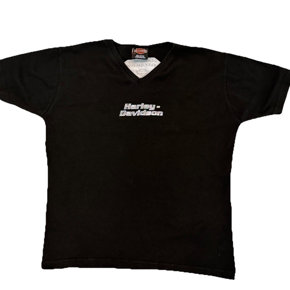 Vintage Harley-Davidson Women's V-Neck T-Shirt XL Mankato MN Biker Tee